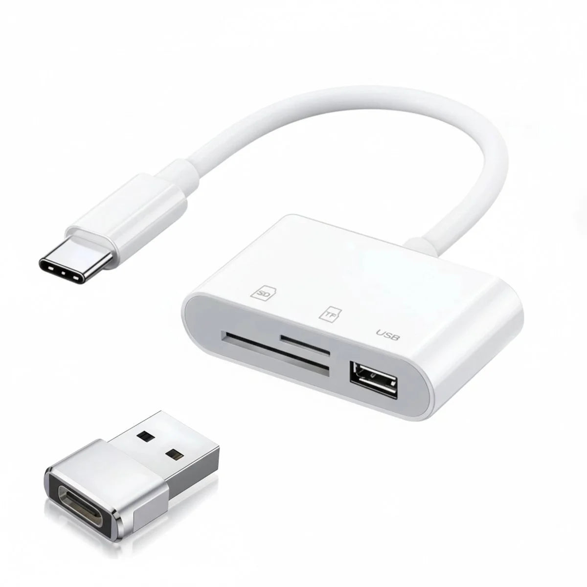 USB-C & USB-A Kaartlezer – microSD / SD / TF Card Reader – Inclusief Adapter – Plug & Play