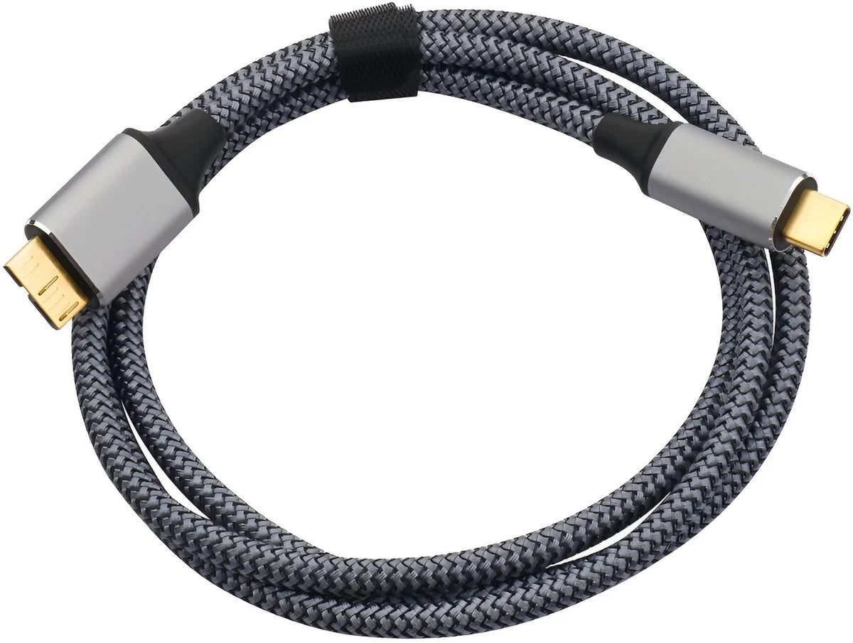 USB-C naar Micro-B 3.0 Kabel – 1 Meter – 5Gbps Data – Nylon Gevlochten