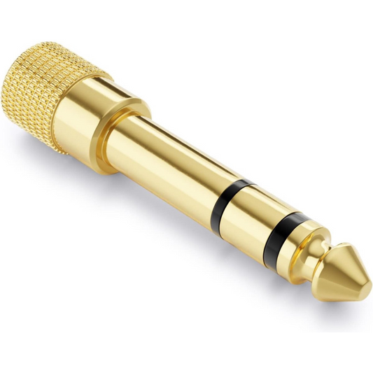3.5mm naar 6.3mm stereo jack adapter – verguld – goudkleurige AUX converter voor koptelefoons en versterkers