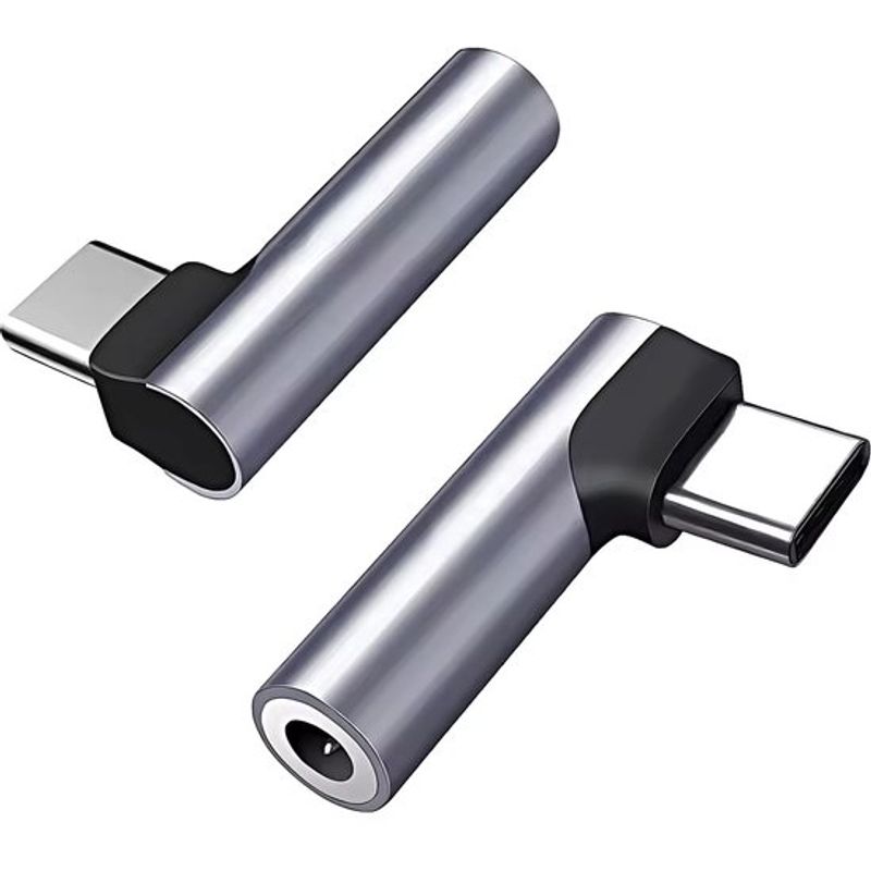 AUX naar USB-C adapter – 3.5mm jack – aluminium – grijs – met ingebouwde DAC