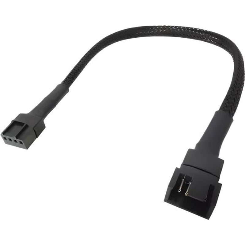 4-pins PWM ventilator verlengkabel 27cm – zwart gevlochten sleeve