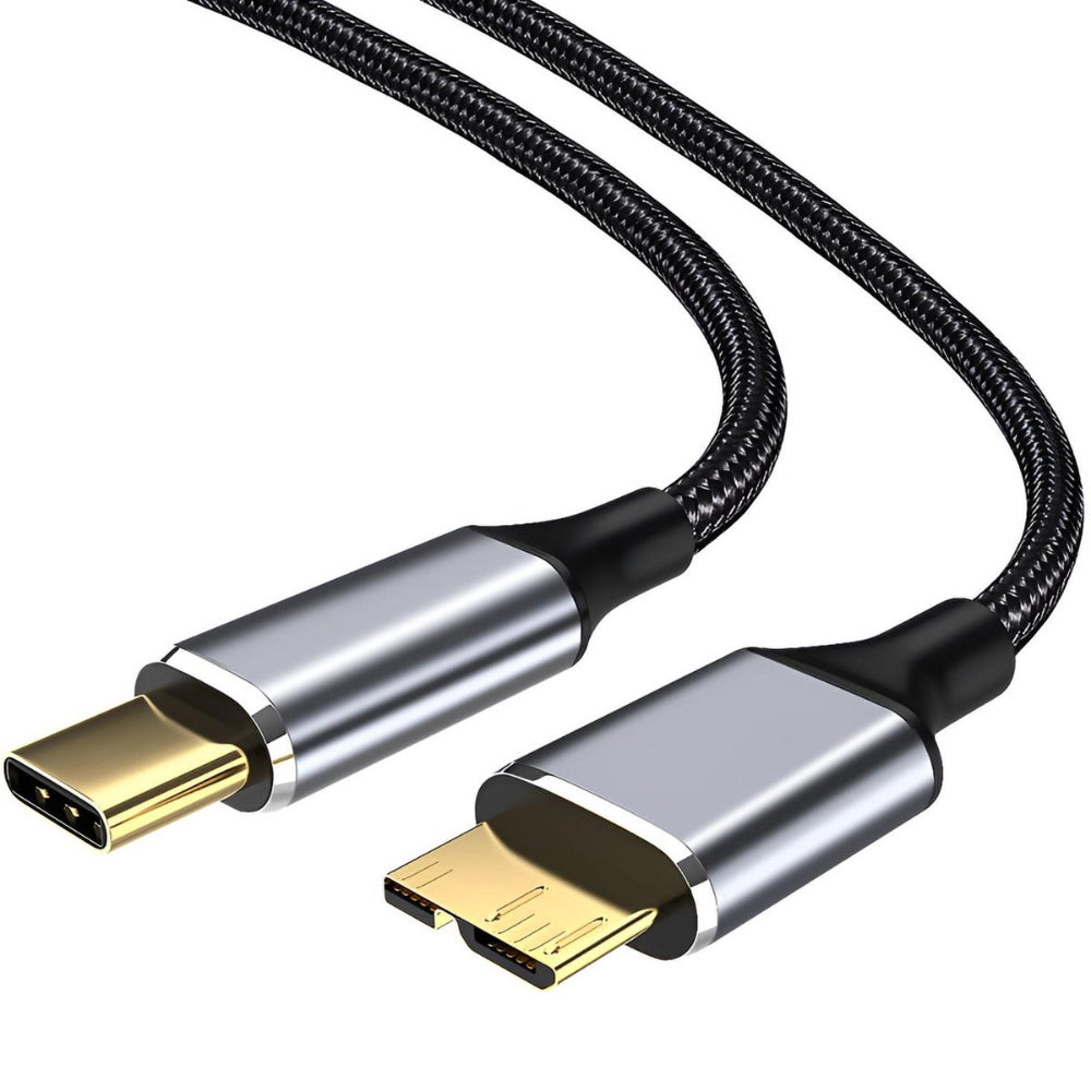 USB-C naar Micro-B 3.0 Kabel – 1 Meter – 5Gbps Data – Nylon Gevlochten