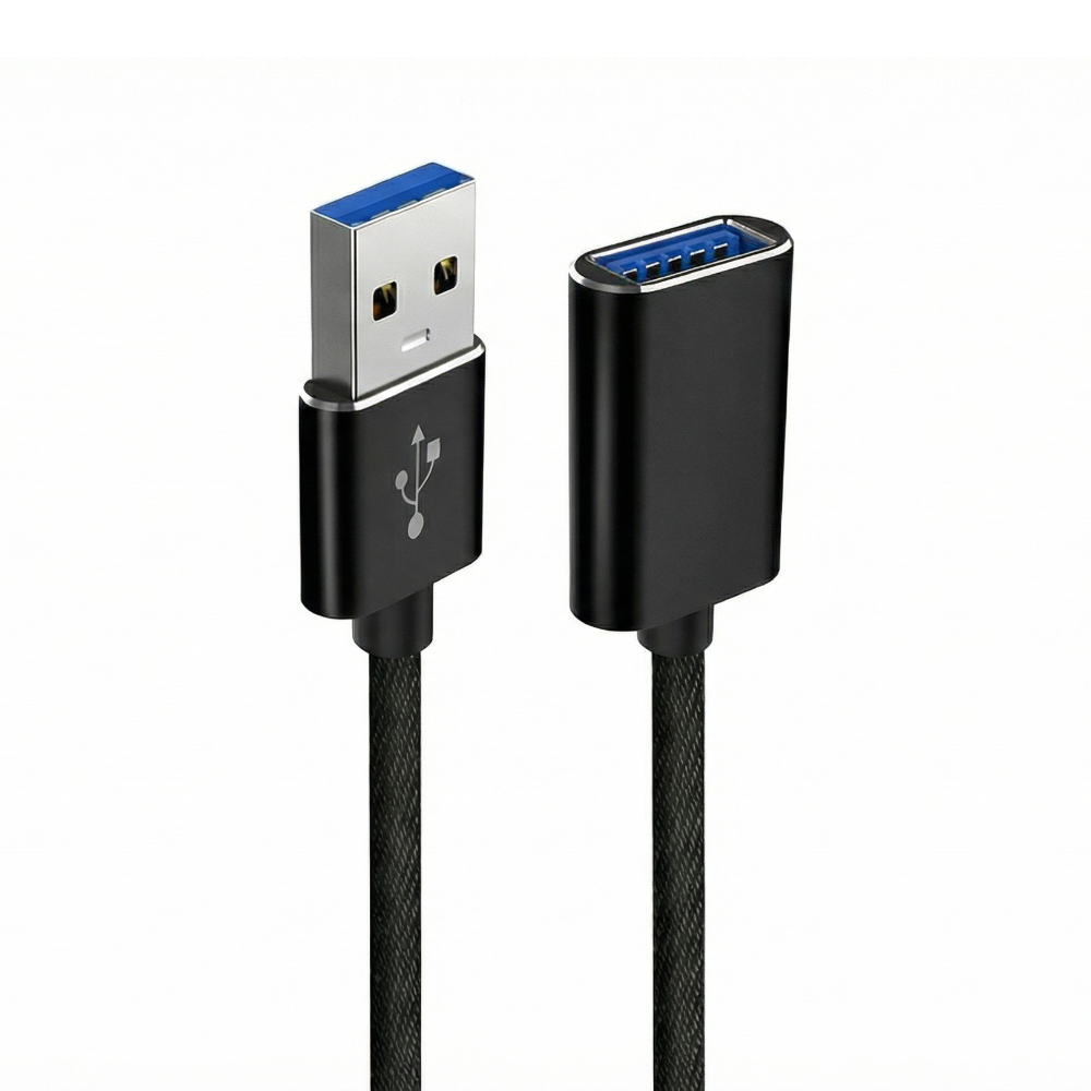 USB 3.0 Verlengkabel – USB A Male naar USB A Female – 5Gbps – Nylon Gevlochten – Zwart